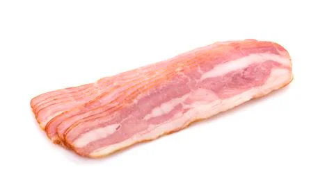 Isolated raw bacon on white background Stock Photos