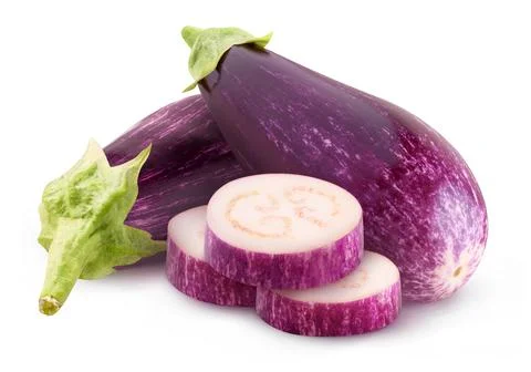 Isolated raw eggplants Stock Photos