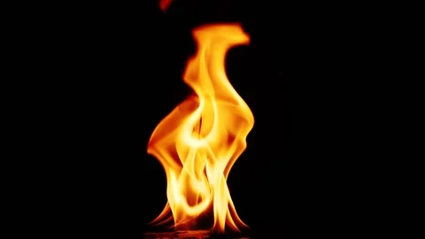 Isolated real fire flame igniting and burning on black background in slow motion Stock Footage 142489146
