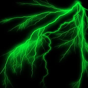 Isolated realistic blue electrical lightning strike visual effect on black .. Stock Illustration
