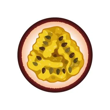 Isolated realistic colored circle round slice of purple color juicy passion f Stock Illustration