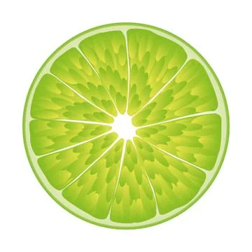 Isolated realistic colored circle slice of green color juicy lime on white ba Stock Illustration