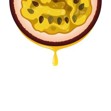 Isolated realistic colored half circle slice of juicy purple color passion fr Stock Illustration
