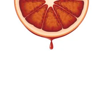 Isolated realistic colored half circle slice of red color juicy bloody orange Stock Illustration
