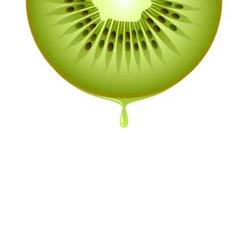 Isolated realistic colored half circle slice of green color juicy kiwi with d Stock Illustration