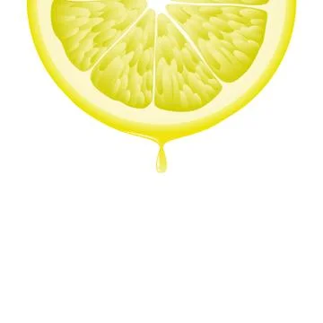 Isolated realistic colored half circle slice of yellow color juicy lemon with Stock Illustration