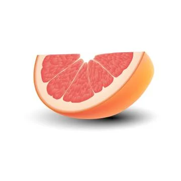 Isolated realistic colored slice of juicy pink color grapefruit with shadow o Stock Illustration