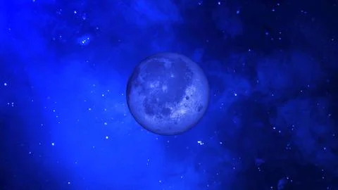 Isolated of a realistic moon surface with blue sky and starry sky background. Stock Illustration