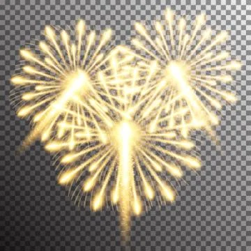 Isolated realistic vector fireworks Stock Illustration