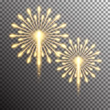 Isolated realistic vector fireworks Stock Illustration