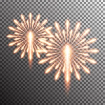 Isolated realistic vector fireworks Illustrazione stock