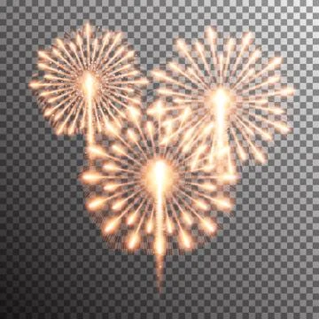 Isolated realistic vector fireworks Stock Illustration
