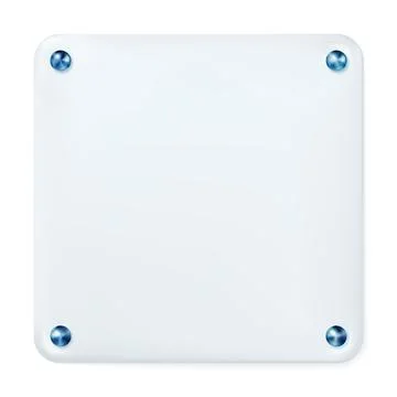Isolated realistic white square painted plate with nickel rivets. Vector. イラスト素材