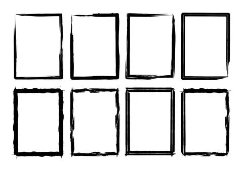 Isolated Rectangle Grunge Brush Boerder Frames Collection Set. Premium Vector Stockillustratie