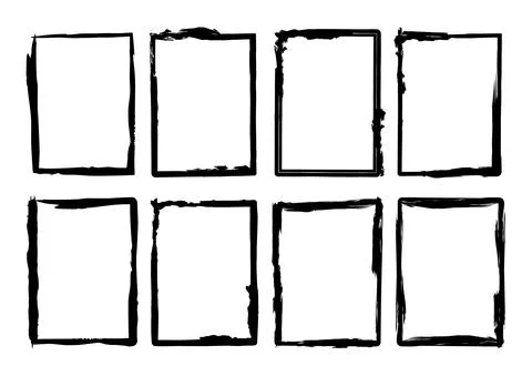 Isolated Rectangle Grunge Brush Border Frames Collection Set. Premium Vector Stockillustratie