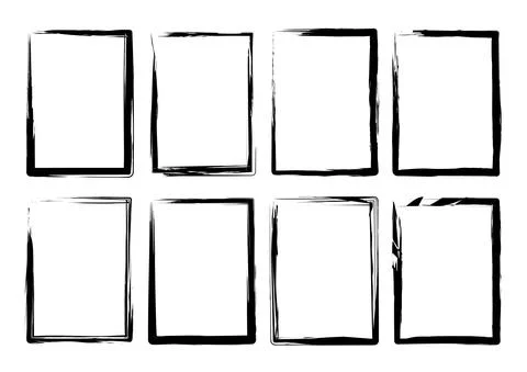 Isolated Rectangle Grunge Brush Border Frames Collection Set. Premium Vector Illustrazione stock