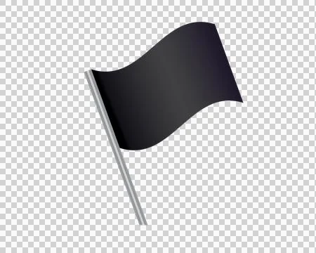 Isolated rectangular gradient black flag icon with silver pole Illustrazione stock