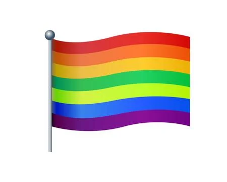 Isolated rectangular rainbow flag icon with silver pole Illustrazione stock