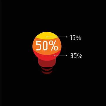 Isolated red and orange light bulb vector logo. Lighting equipment logotype. Stock Illustration