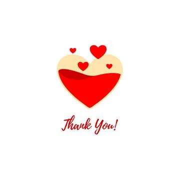 Isolated red and yellow vector heart logo. Thank you card. Romantic sign. Love Stock Illustration