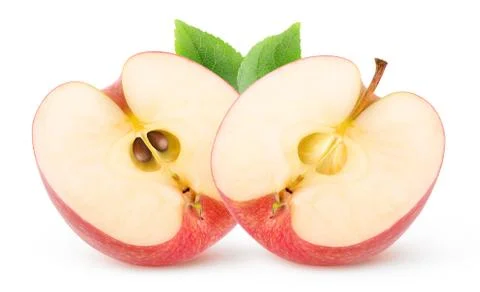 Isolated red apple cut in half Foto stock