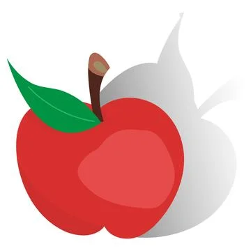 Isolated red apple with shadow Stockillustratie
