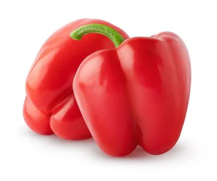 Isolated red bell pepper. Two bell peppers isolated on white background with Stock Photos