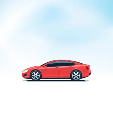 Isolated Red Car Side View Stock Illustration