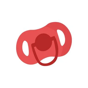 Isolated red cartoon flat pacifier illustration for girl. Sucker for babies red Stock Illustration