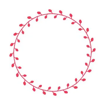 Isolated red circle twig. Hand drawn vector frame Stock Illustration