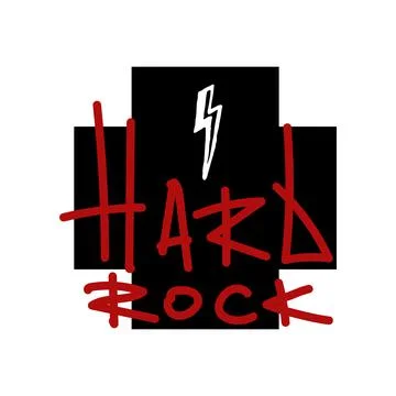 Isolated red Hard Rock graffiti tag on a black cross with white lightning 스톡 일러스트