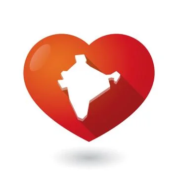 Isolated red heart with  a map of India Stock Illustration