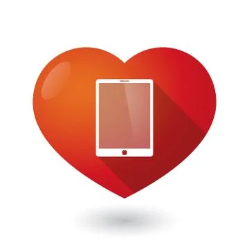 Isolated red heart with a tablet computer Stock Illustration