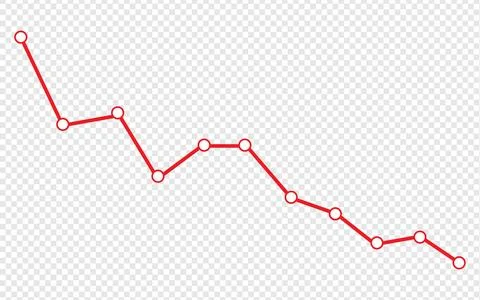Isolated red line graph showing financial decline. Stock Illustration