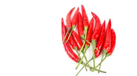 Isolated red ripe chilli on white background Stock Photos