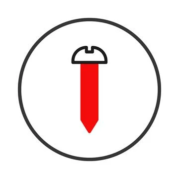 Isolated red screw icon embedded within a circular framing element providin.. Stock Illustration