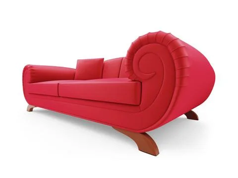 Isolated red sofa on a white background Stock-Illustration