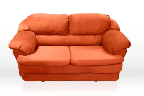 Isolated red sofa on white background. red couch proper for furniture design. Stock Photos