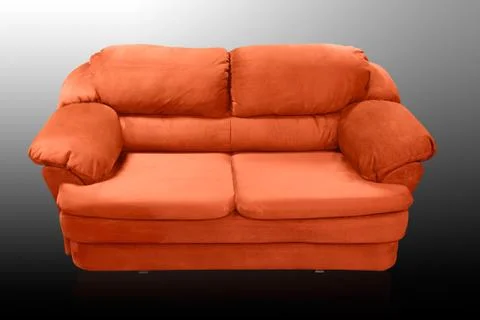Isolated red sofa on white background. red couch proper for furniture design. Foto stock