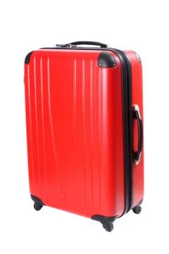Isolated red suitcase Stock Photos