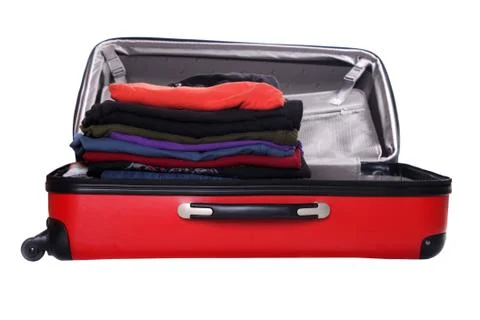 Isolated red suitcase Stock Photos