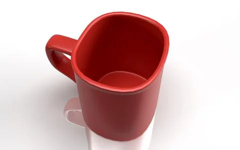 Isolated Red Tea Cup, Modern Coffee Mug on White background, 3D Illustration. Stock Illustration