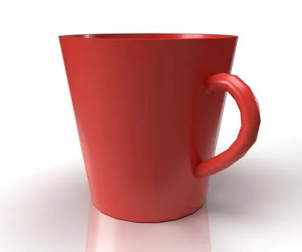 Isolated Red Tea Cup, Modern Coffee Mug on White background, 3D Illustration. Stock Illustration
