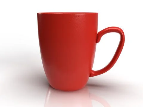 Isolated Red Tea Cup, Modern Coffee Mug on White background, 3D Illustration. Stock Illustration