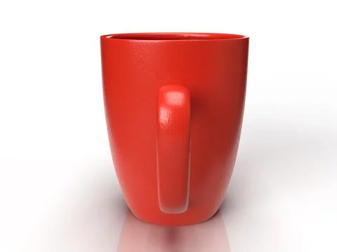 Isolated Red Tea Cup, Modern Coffee Mug on White background, 3D Illustration. Stock Illustration