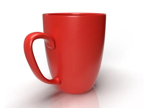 Isolated Red Tea Cup, Modern Coffee Mug on White background, 3D Illustration. Stock Illustration
