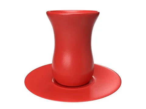 Isolated Red Tea Cup, Modern Coffee Mug on White background, 3D Illustration. Stock Illustration