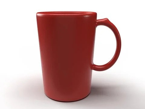Isolated Red Tea Cup, Modern Coffee Mug on White background, 3D Illustration. Stock Illustration