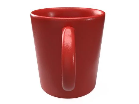 Isolated Red Tea Cup, Modern Coffee Mug on White background, 3D Illustration. Stock Illustration