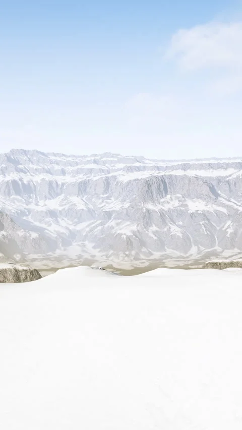 Isolated research outpost surrounded by snow and rugged terrain Stock Footage 326350276